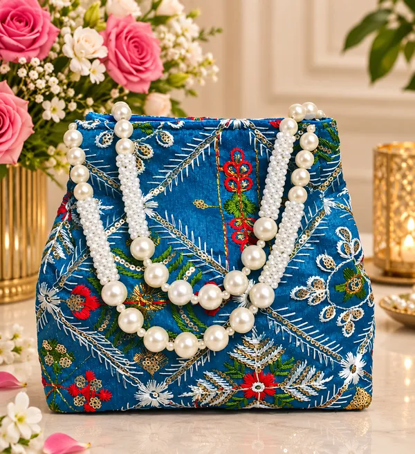 Royal_Blue_Floral_Embroidered_Pearl_Handle_Potli_Bag