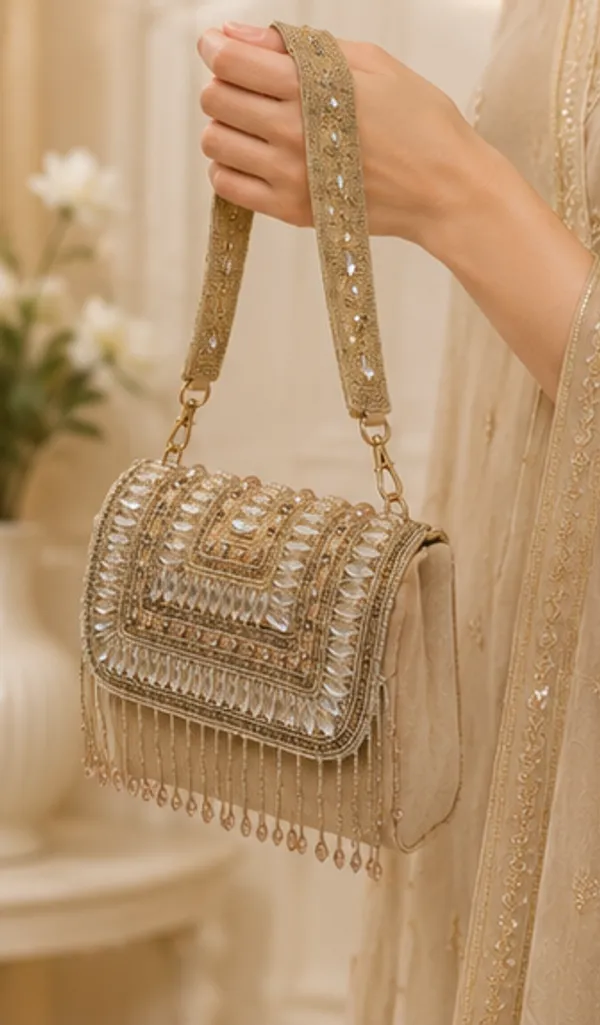 Beige_Silk_Beaded_Embellished_Clutch_Bag_For_Women