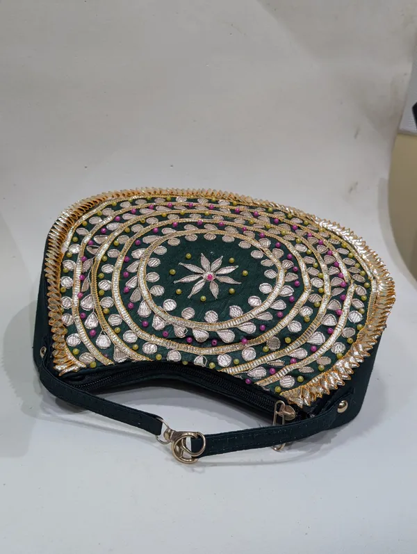 Green_Silk_Gota_Patti_Embroidered_Sling_Bag_For_Women