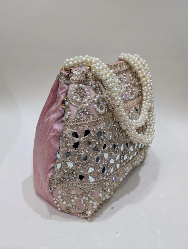 Gajri_Silk_Mirror_Work_Pearl_Handle_Potli_Clutch_For_Women