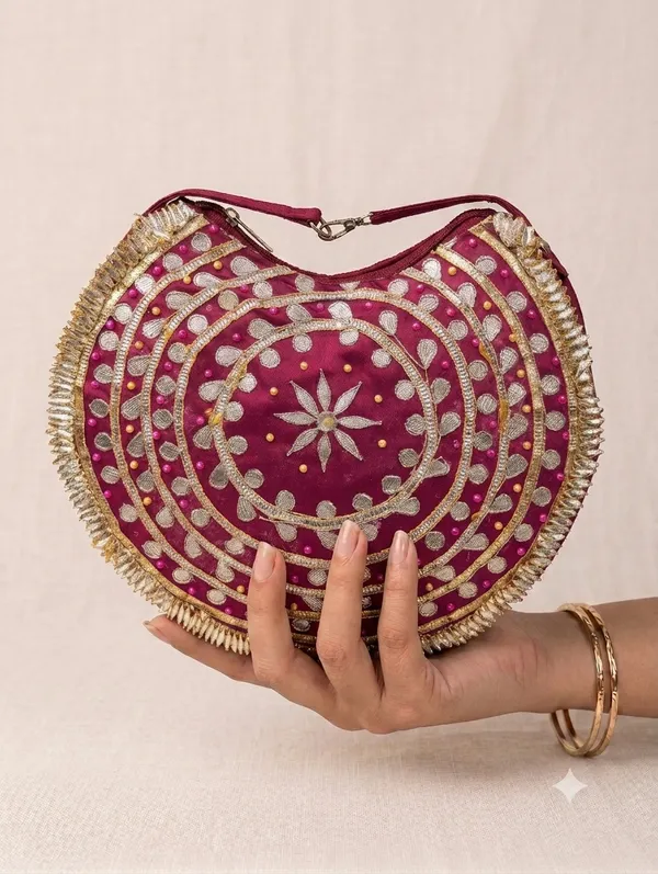 Pink_Silk_Embroidered_Round_Ethnic_Handbag_For_Women