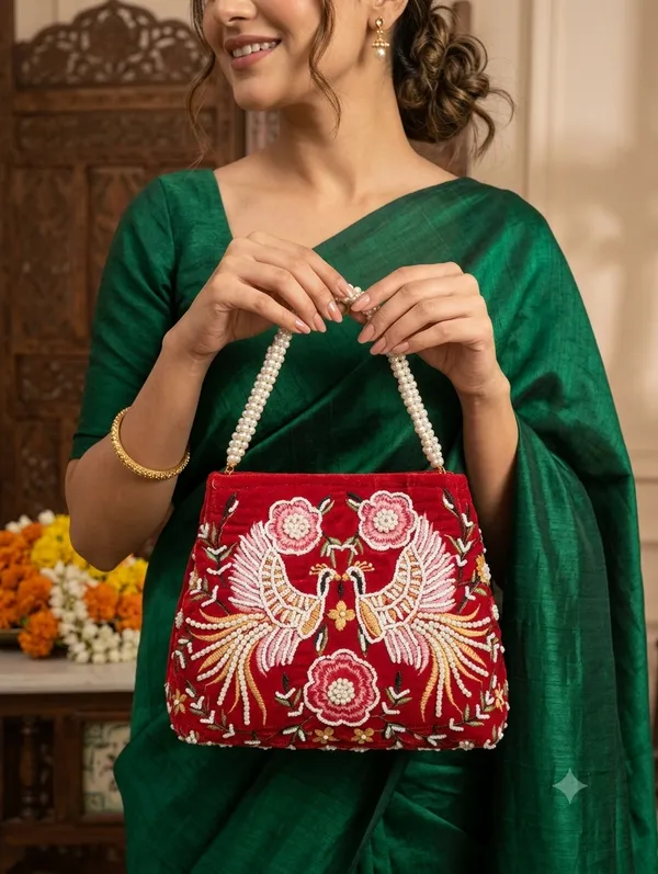 Red_Velvet_Pearl_Handle_Embroidered_Potli_Bag_For_Women