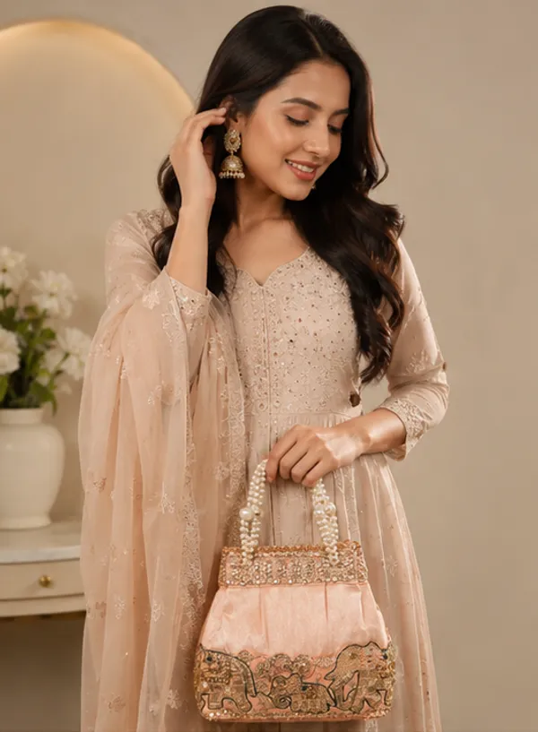Peach_Silk_Elephant_Embroidered_Potli_Bag_For_Women