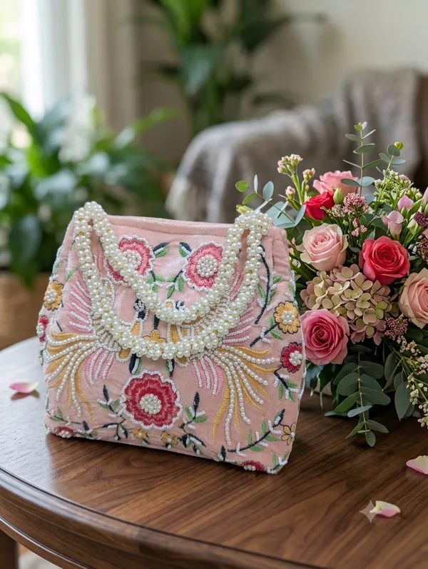 Pink_Velvet_Pearl_Handle_Embroidered_Potli_Bag_For_Women
