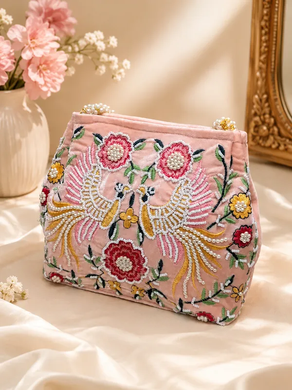 Pink_Velvet_Pearl_Handle_Embroidered_Potli_Bag_For_Women
