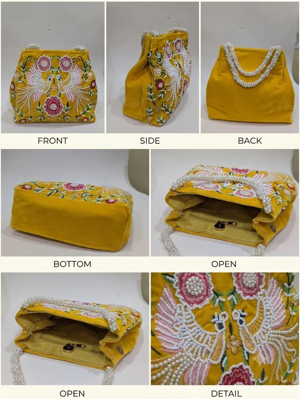 Yellow_Velvet_Beaded_Embroidered_Potli_Clutch_For_Women