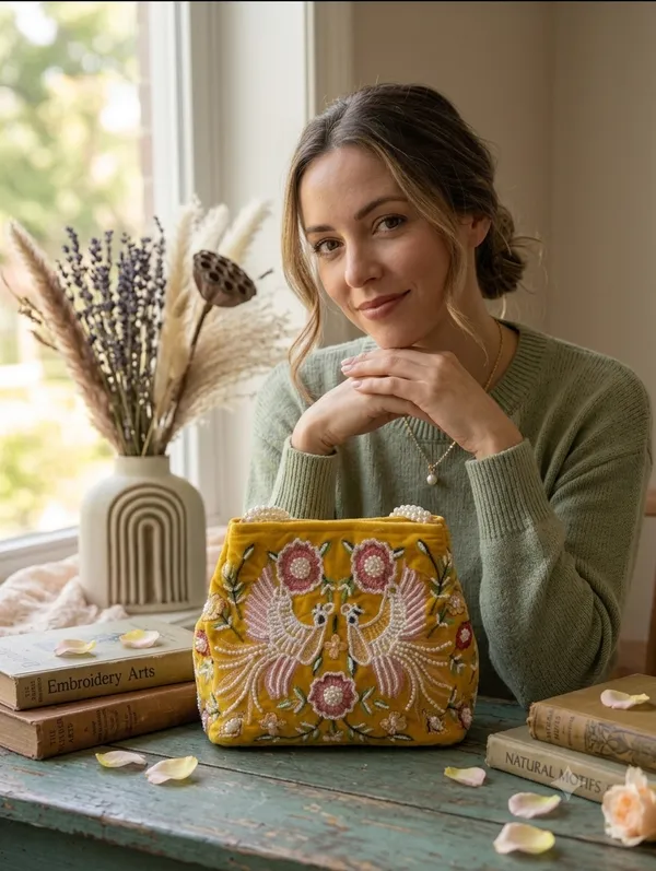 Yellow_Velvet_Beaded_Embroidered_Potli_Clutch_For_Women