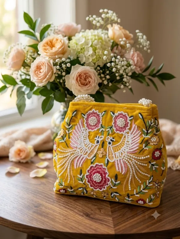 Yellow_Velvet_Beaded_Embroidered_Potli_Clutch_For_Women