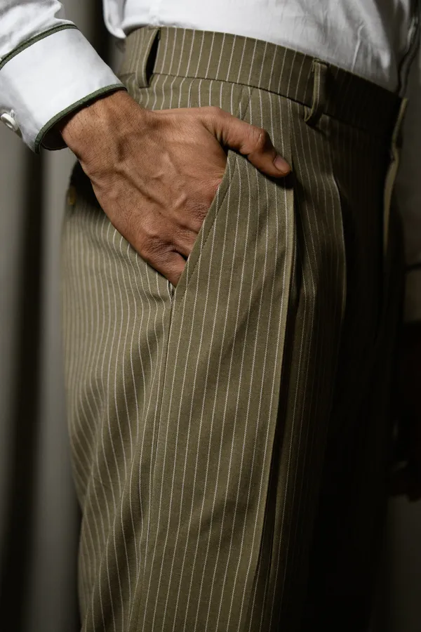 Khaki_Olive_Pleated_Pants(GSG1040)
