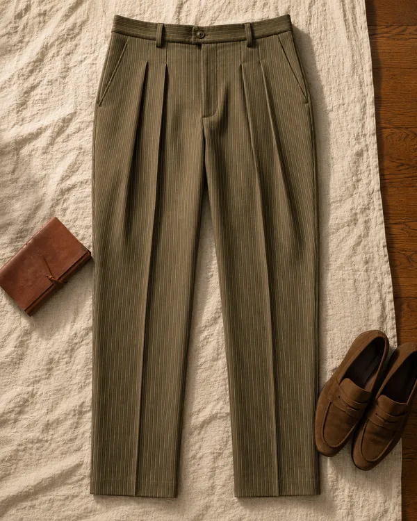 Khaki_Olive_Pleated_Pants(GSG1040)