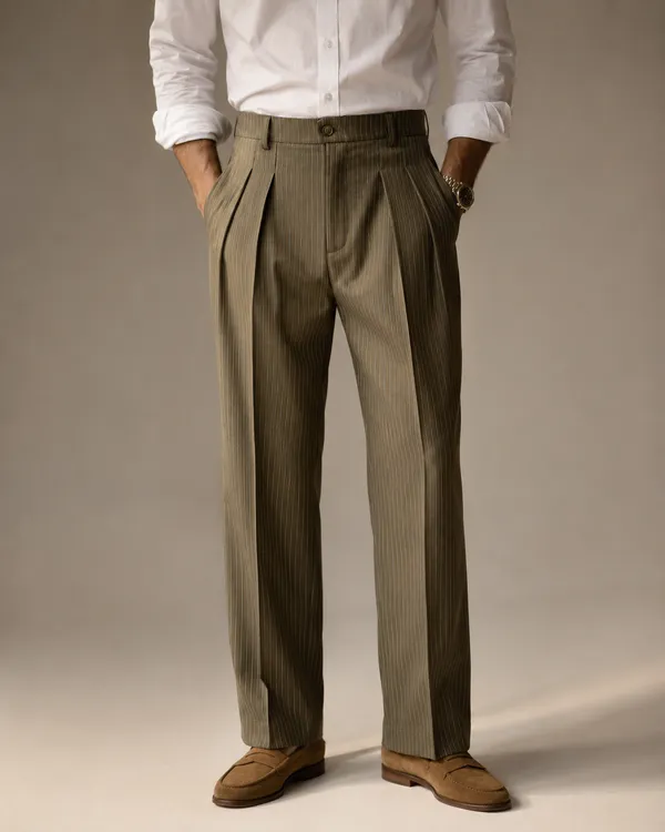 Khaki_Olive_Pleated_Pants(GSG1040)