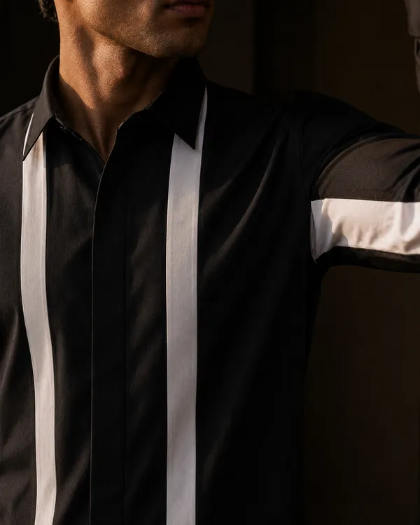 Mens_Black_Giza_Cotton_Contrast_Panel_Shirt(GSG1029)