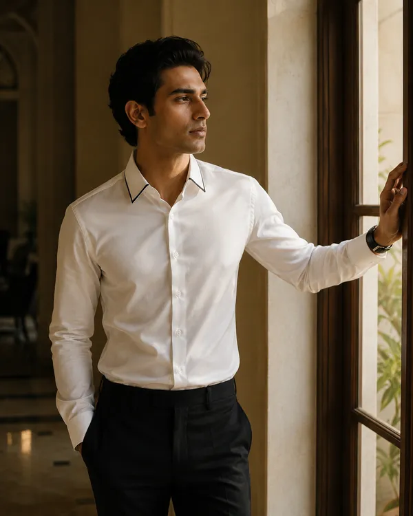 Mens_White_Giza_Cotton_Contrast_Piped_Shirt(GSG1016)