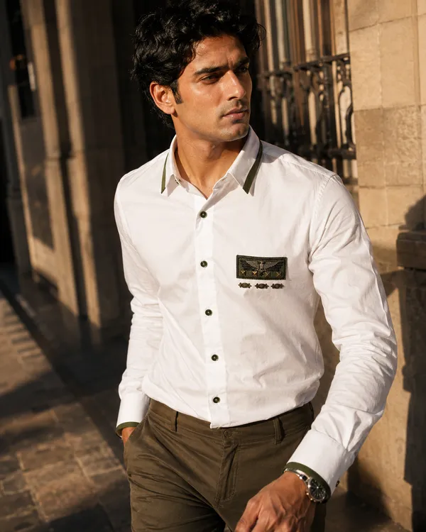 Mens_White_Giza_Cotton_Military_Accent_Shirt(GSG1017)