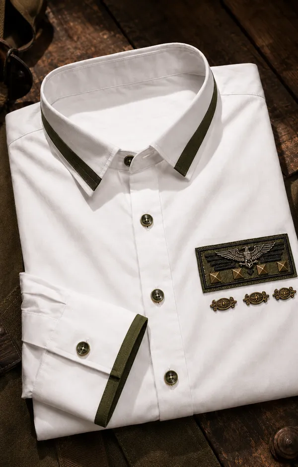 Mens_White_Giza_Cotton_Military_Accent_Shirt(GSG1017)