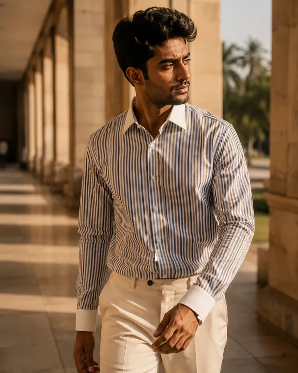 Mens_Albini_Cotton_Multi_Stripe_Dress_Shirt(GSG1023)
