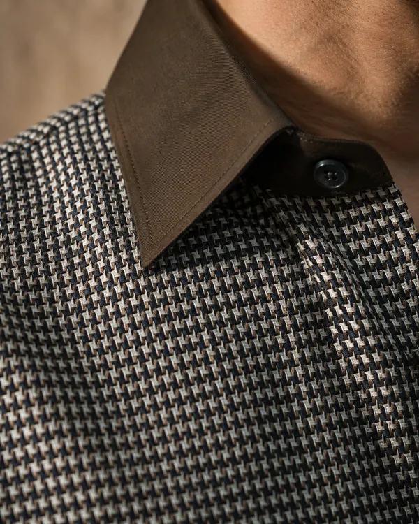 Mens_Albini_Stretch_Cotton_Micro_Check_Shirt(GSG1032)