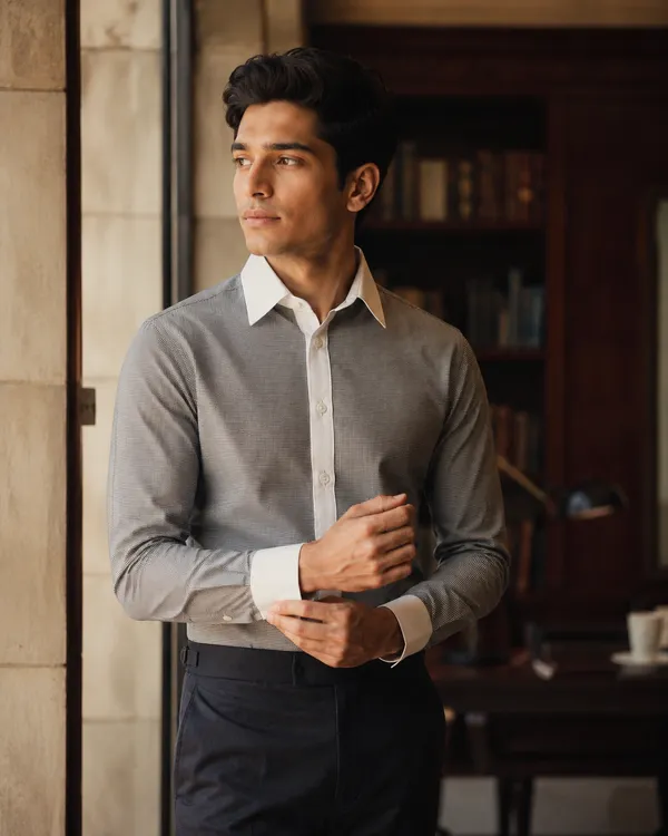 Mens_Albini_Stretch_Cotton_Micro_Houndstooth_Shirt(GSG1033)