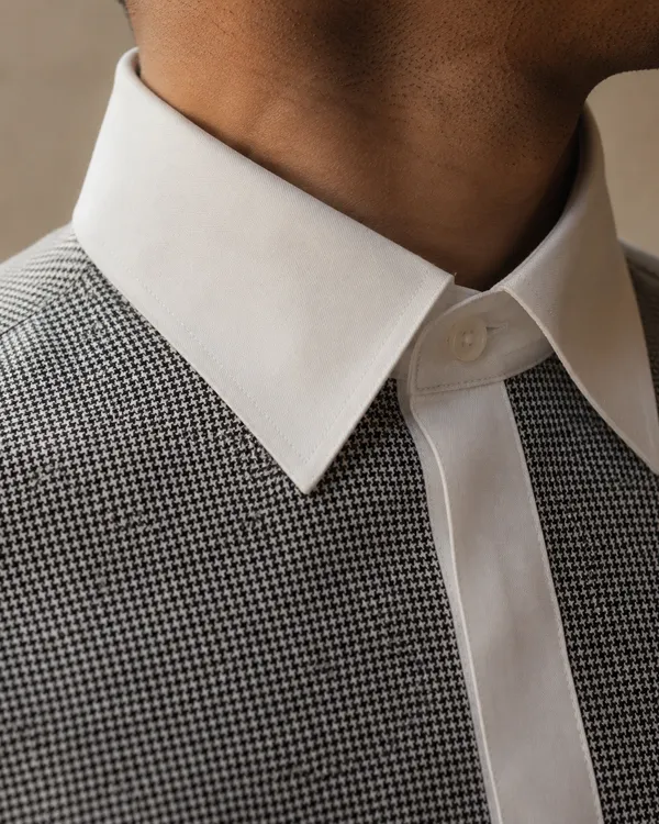 Mens_Albini_Stretch_Cotton_Micro_Houndstooth_Shirt(GSG1033)