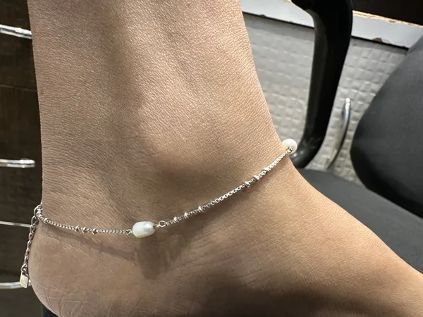 Silver_Sterling_Pearl_Beaded_Chain_Anklet_For_Women