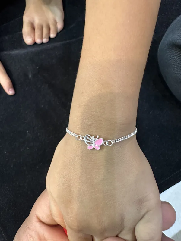 Silver_And_Pink_Butterfly_Charm_Sterling_Bracelet_For_Girls