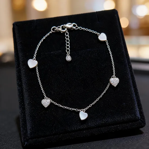 Silver_Sterling_Heart_Charm_Chain_Anklet_For_Women