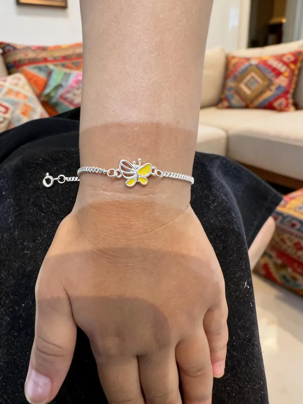 Silver_Sterling_Yellow_Butterfly_Charm_Bracelet_For_Girls