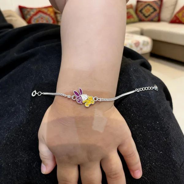 Yellow_And_Silver_Sterling_Silver_Bunny_Charm_Bracelet_For_Baby