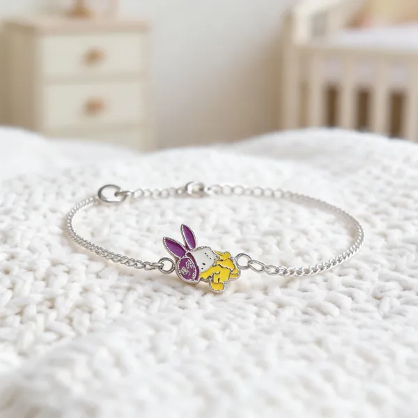 Yellow_And_Silver_Sterling_Silver_Bunny_Charm_Bracelet_For_Baby