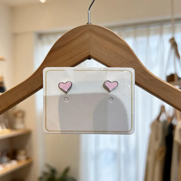 Silver_And_Pink_Enamel_Heart_Stud_Earrings_For_Girls