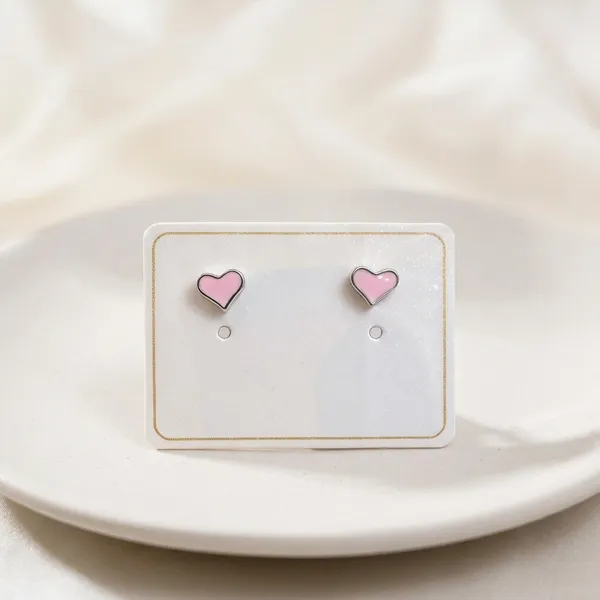 Silver_And_Pink_Enamel_Heart_Stud_Earrings_For_Girls
