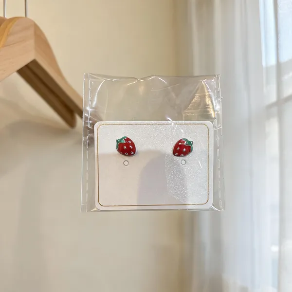 Silver_And_Red_Enamel_Strawberry_Stud_Earrings_For_Girls