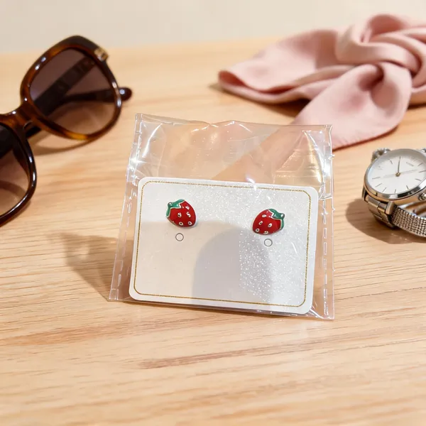 Silver_And_Red_Enamel_Strawberry_Stud_Earrings_For_Girls