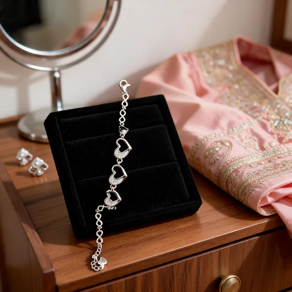 Silver_Sterling_Silver_Heart_Link_Chain_Bracelet_For_Women