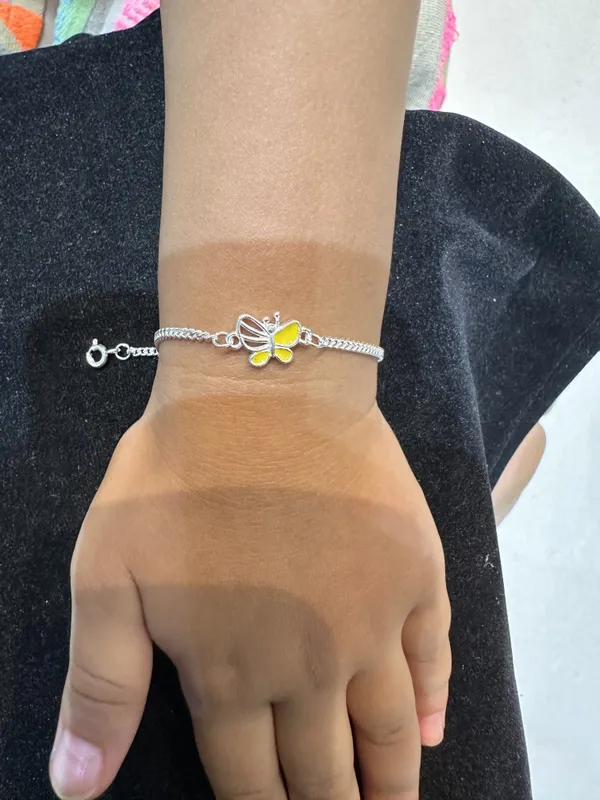 Silver_Sterling_Yellow_Butterfly_Charm_Bracelet_For_Girls