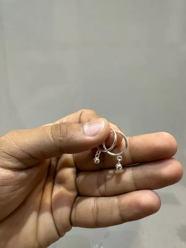 Silver_Sterling_Ball_Charm_Hoop_Bali_Earrings_For_Women