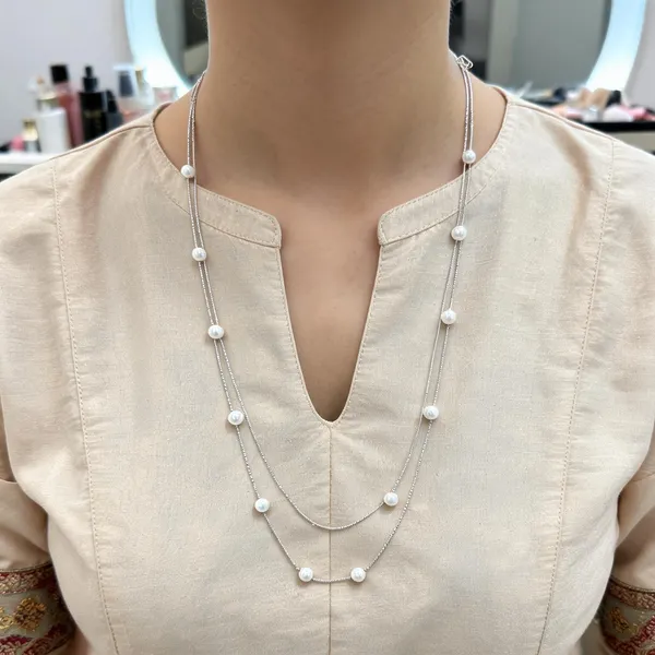 Silver_Sterling_Double_Layer_Pearl_Beaded_Necklace_For_Women