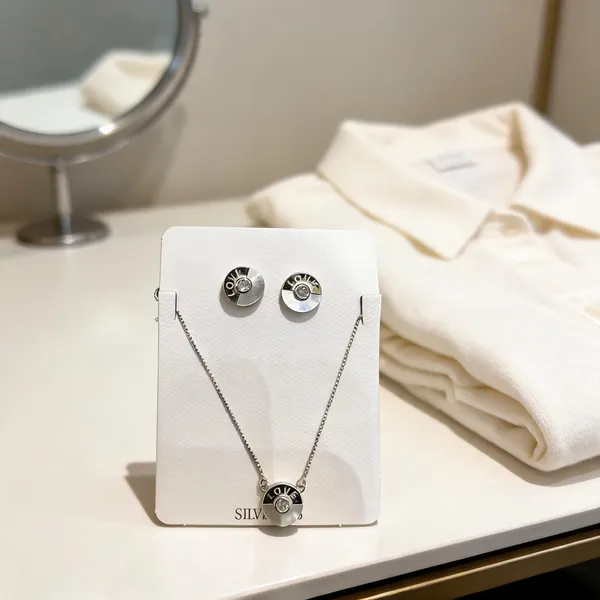 Silver_Sterling_Silver_Love_Pendant_Necklace_And_Earrings_Set_For_Women