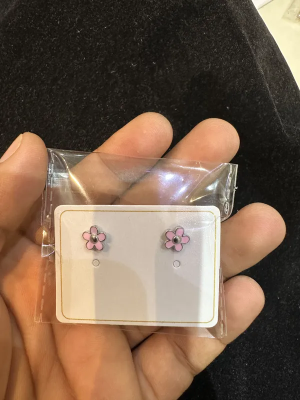 Silver_Sterling_Pink_Enamel_Floral_Stud_Earrings_For_Girls