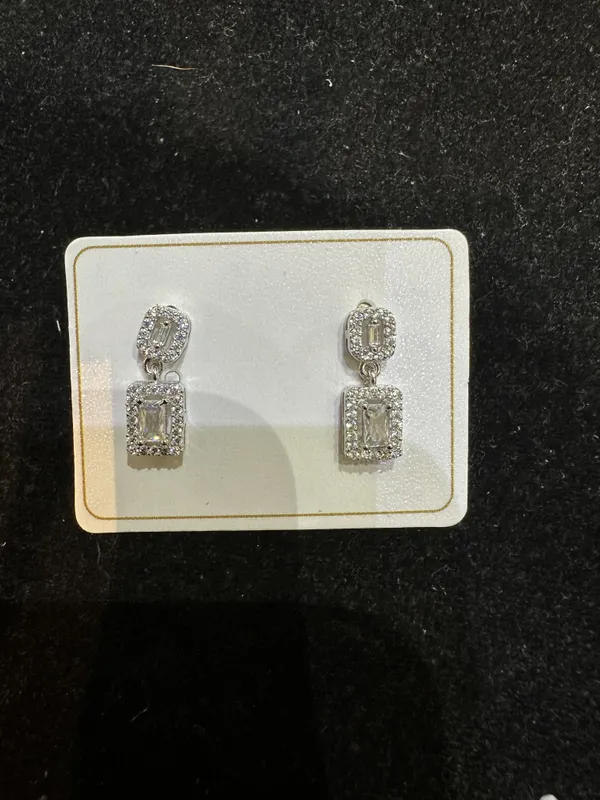 Silver_Sterling_Silver_Emerald_Cut_Cz_Drop_Earrings_For_Women