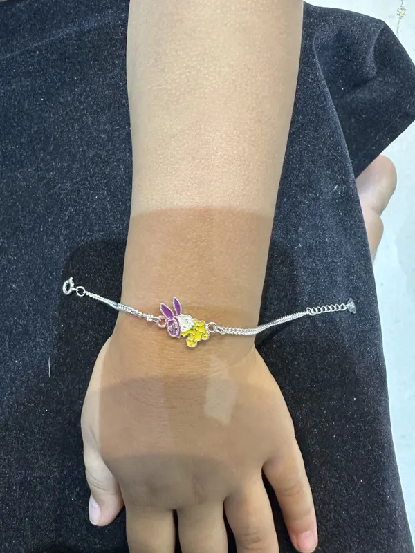 Yellow_And_Silver_Sterling_Silver_Bunny_Charm_Bracelet_For_Baby