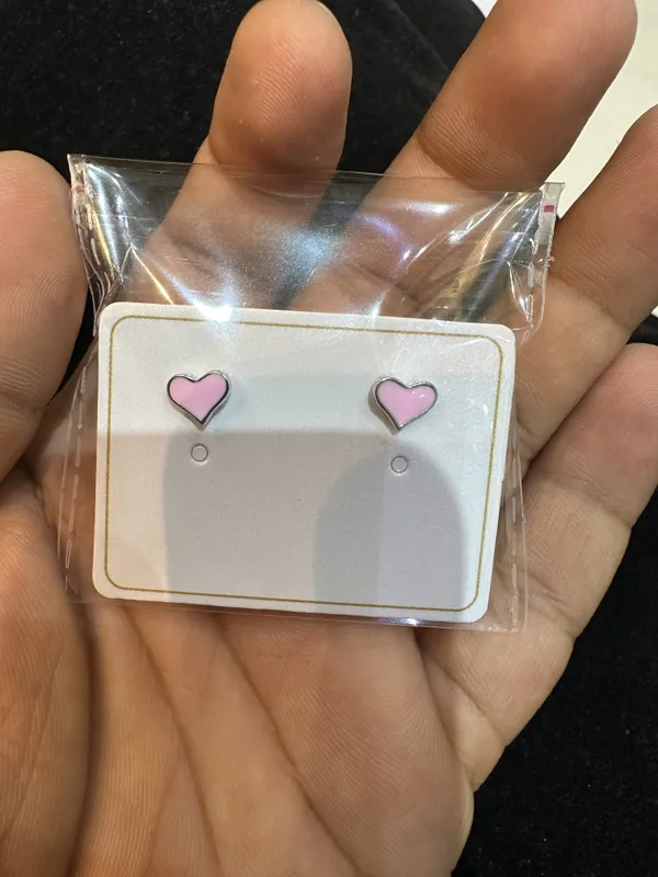 Silver_And_Pink_Enamel_Heart_Stud_Earrings_For_Girls