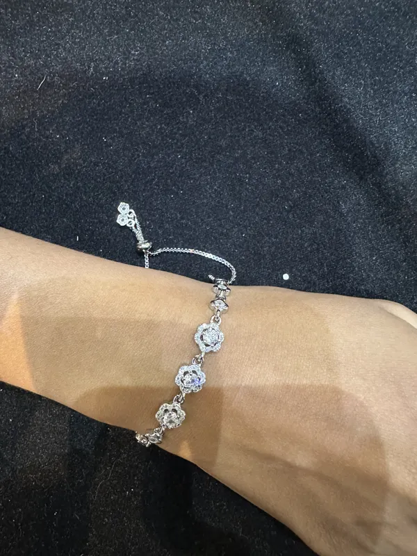 Silver_Sterling_Floral_Studded_Adjustable_Bracelet_For_Women