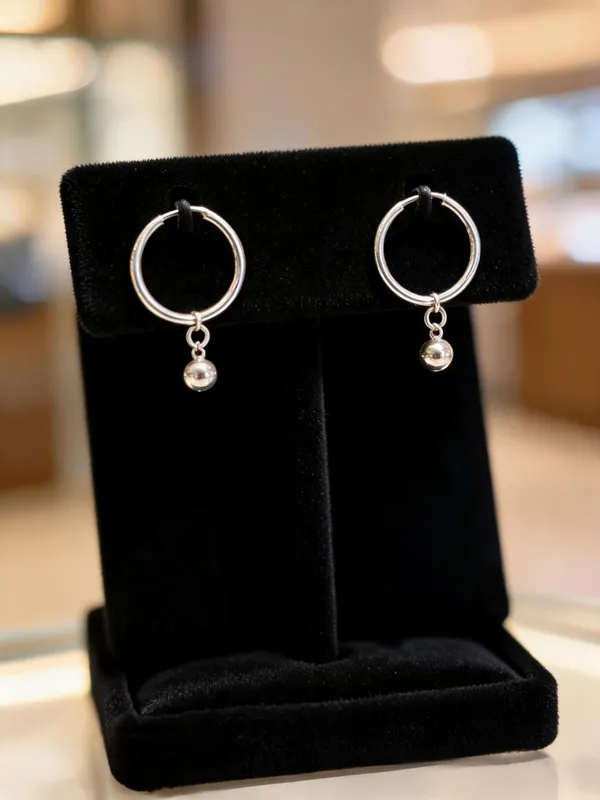 Silver_Sterling_Ball_Charm_Hoop_Bali_Earrings_For_Women
