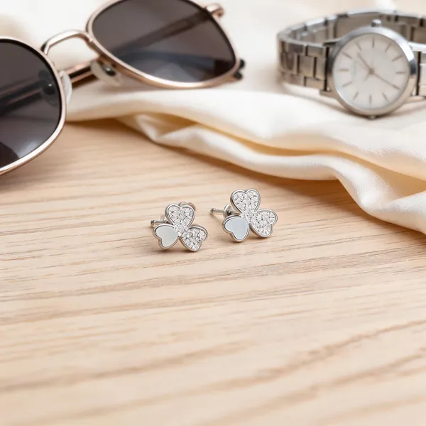Silver_Sterling_Clover_Floral_Stud_Earrings_For_Women