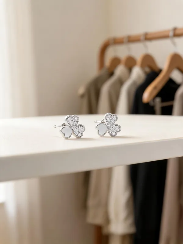 Silver_Sterling_Clover_Floral_Stud_Earrings_For_Women