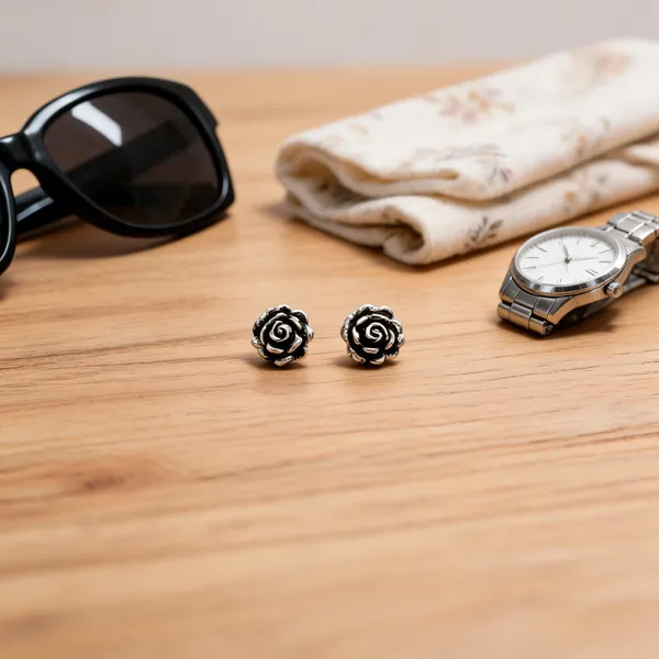 Black_Silver_Oxidised_Sterling_Rose_Stud_Earrings_For_Women