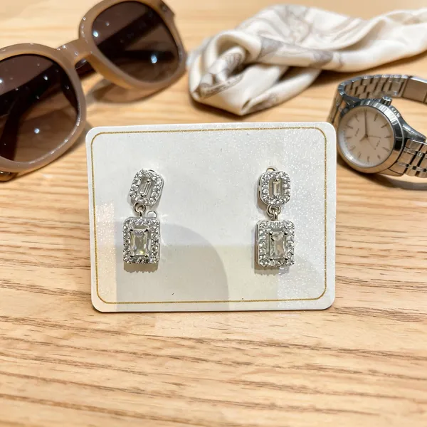 Silver_Sterling_Silver_Emerald_Cut_Cz_Drop_Earrings_For_Women