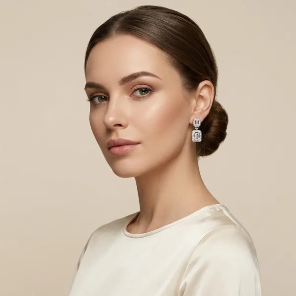 Silver_Sterling_Silver_Emerald_Cut_Cz_Drop_Earrings_For_Women