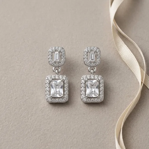Silver_Sterling_Silver_Emerald_Cut_Cz_Drop_Earrings_For_Women